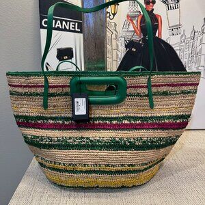 Maje Vert Casino Raffia Basket Bag